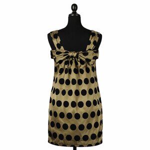 NWT French Connection Metallic Gold Polka Dot Tie-Front Dress | Size 2